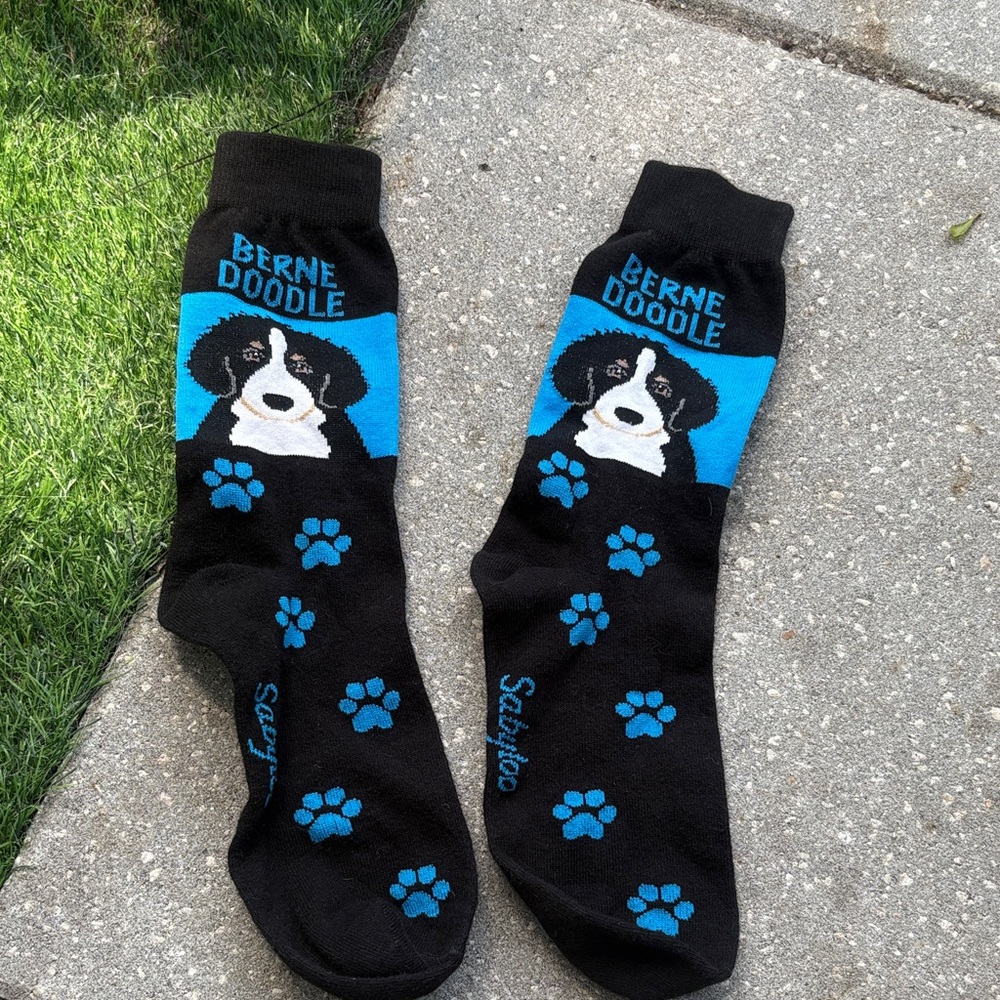 Bernedoodle Socks - Black and Blue Novelty Pet Lover Socks